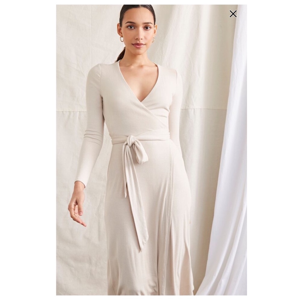 [FOREVER 21] Ribbed Wrap Dress in Nude